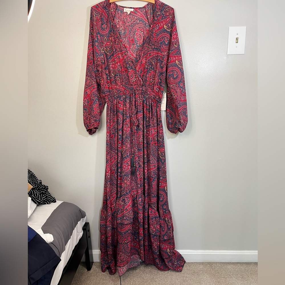NWT Anthropologie Boemo Romantic Flowy Boho Paisley Maxi Dress Women’s Large